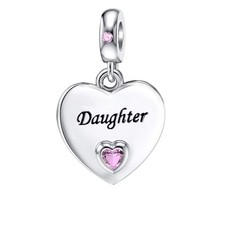 Daughter Heart Dangle Charm Love You Forever Bead for European Bracelet Necklace