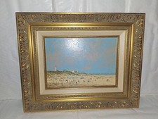 HUILE SUR PANNEAU - PIERRE STEFANI - "CABINES A MAREE BASSE" -