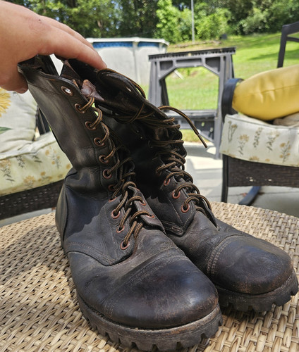 named Original Korean war U.S Army Leathe Style Lace-Up Combat Boots Size 11.5