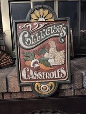 Folk Art Style 'Collector's Casseroles' Wooden Wall Sign