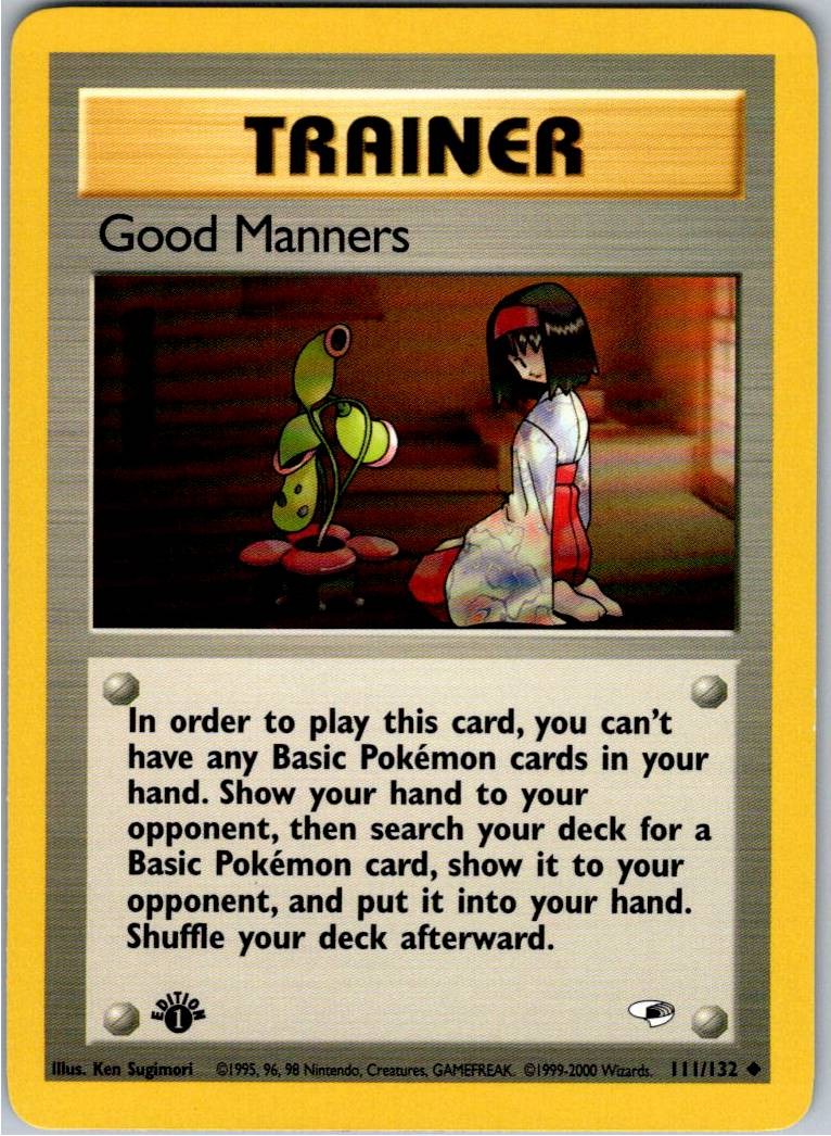 Good Manners Uncommon Gym Heroes 111/132 NM 1st Edition