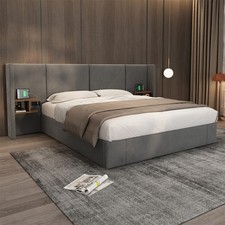 Upholstered Bed Frame with Hydraulic Lift Storage, Super King Size Ottoman Bed