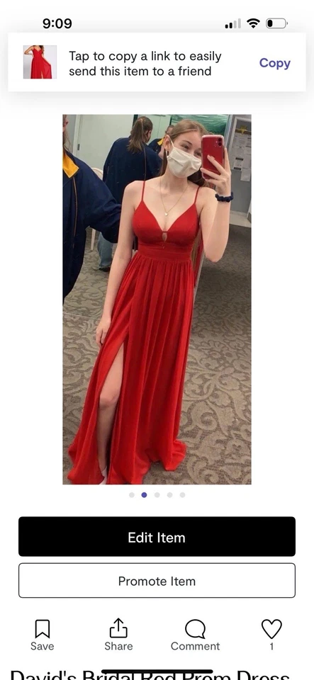 Vestido de formatura David’s Bridal vermelho, tamanho 1 - Imagem 2 de 4