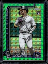 2025 Topps Chrome Update Adael Amador RC Green Geometric Refractor #/99 Rockies