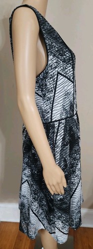Loft Womens Dress Size 12 Black and White A Line Pattern Sleeveless - Picture 3 of 6