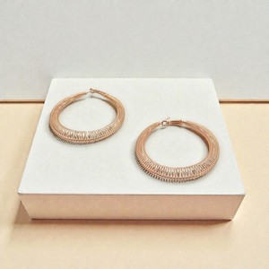 Authentic Rose Gold Mesh Hoop Earrings 18K Gold Plated – Diameter 60mm