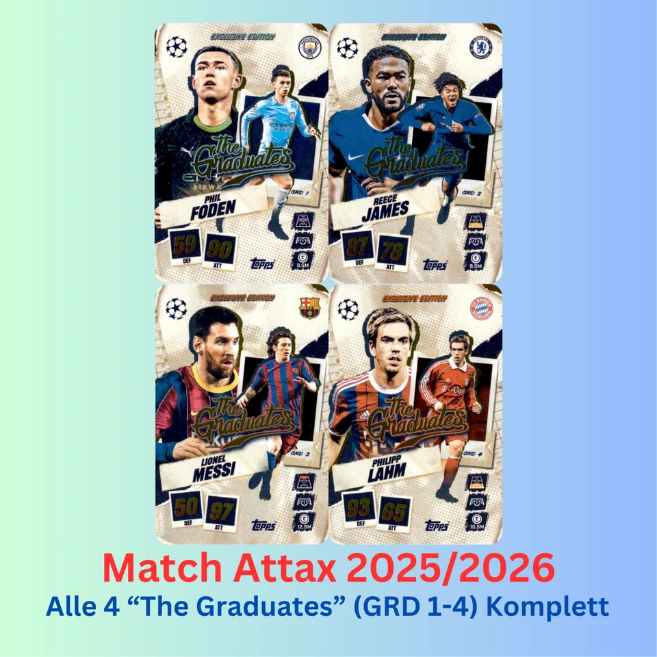 Topps MATCH ATTAX 25/26 CL 2025/2026 - Completo: Los 4 THE GRADUADS (GRD1-4)