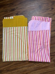 2 Vtg JC Penneys Fashion Manor Penn-Prest Orange Mustard Pink Flat Sheet Double