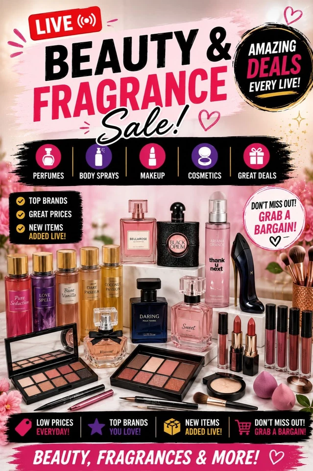 LIVE: Beauty & Fragrance Sale – Perfumes, Body Sprays & Makeup!