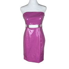 Meshki Jennifer Cut-Out Mini Pink Latex Dress Sexy Clubwear Size Medium NWT