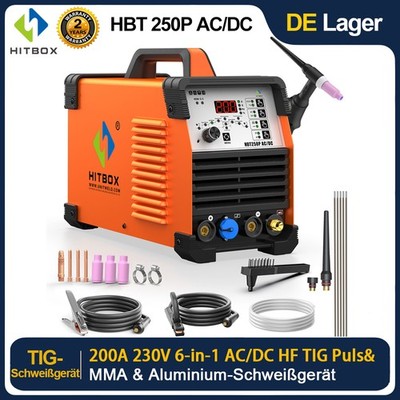 HITBOX 200A TIG Schweißgerät AC DC Aluminium TIG STICK Schweißen Pulse/Square DE
