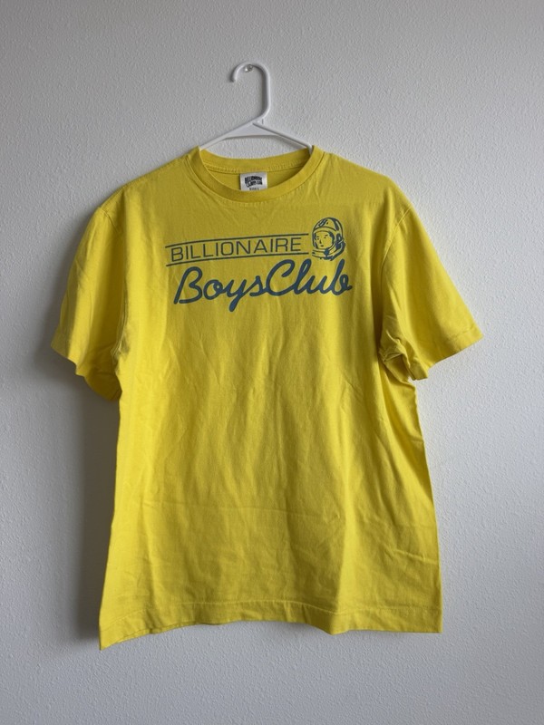 Billionaire Boys Club Men's M Yellow Graphic Logo Crew Neck Short Sleeve Tee