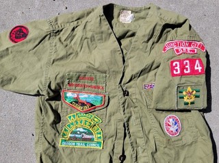 Vintage BSA Boy Scout Shirt TSISQAN 253 OA Flap Oregon Trail Council 334 Senior