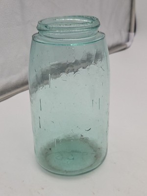 THE BALL Mason's Patent Nov 30th 1858 Quart Fruit Jar.  Aqua Mint