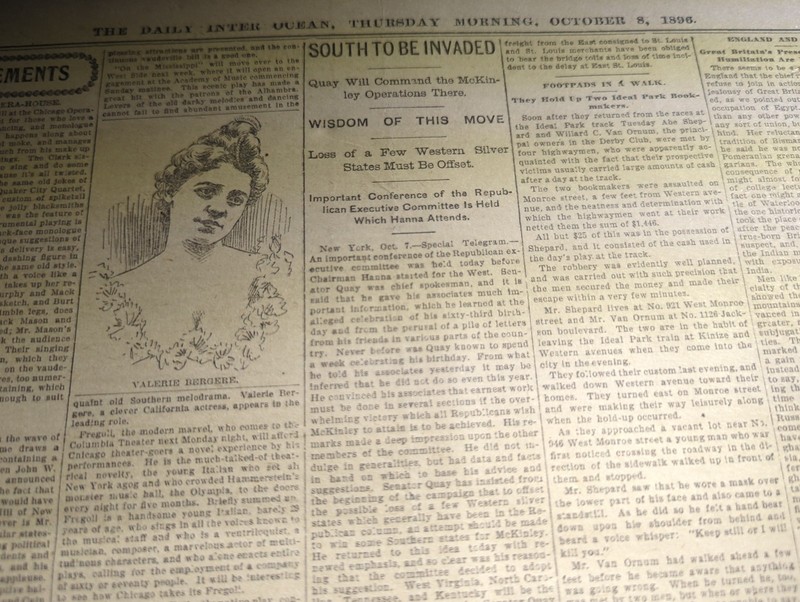 OCT 8, 1896 NEWSPAPER #2737- THE GREAT LAFAYETTE, SIGMUND NEUBERGER MAGIC SHOW
