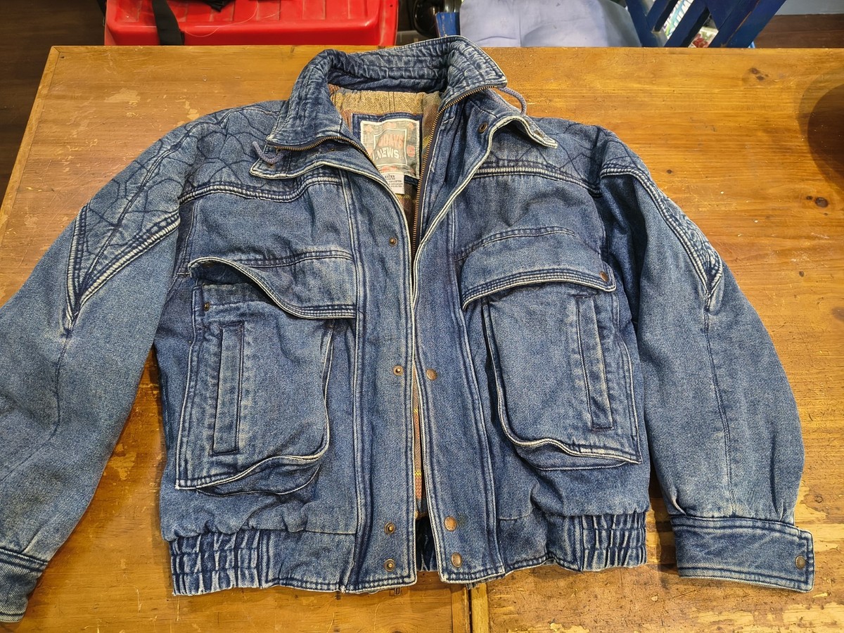 Vintage 90's Todays News Men's Aztec Lined Leather Trim Full Zip