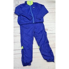 Vintage Nike Windbreaker Tracksuit XL Blue/Yellow Hood Zip Jacket  Pants 90s