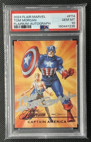 2023 2024 Upper Deck Marvel Flair Captain America Artist Auto #FT-4 /33 PSA 10
