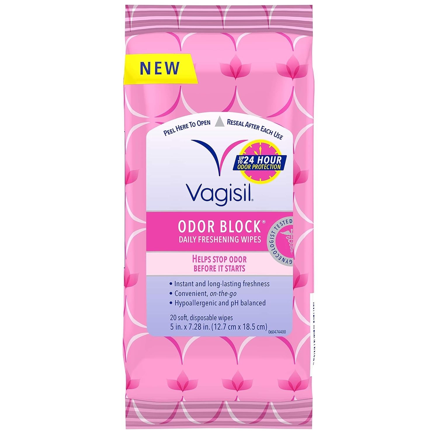 Vagisil Odor Block  Wipes for Feminine, Hypoallergenic, 20 Wipes (Pack of 1)