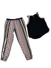 Sanctuary Women’s Set-Black Sleeveless Top With Multicolored Trim & Pants Size M — photo 2