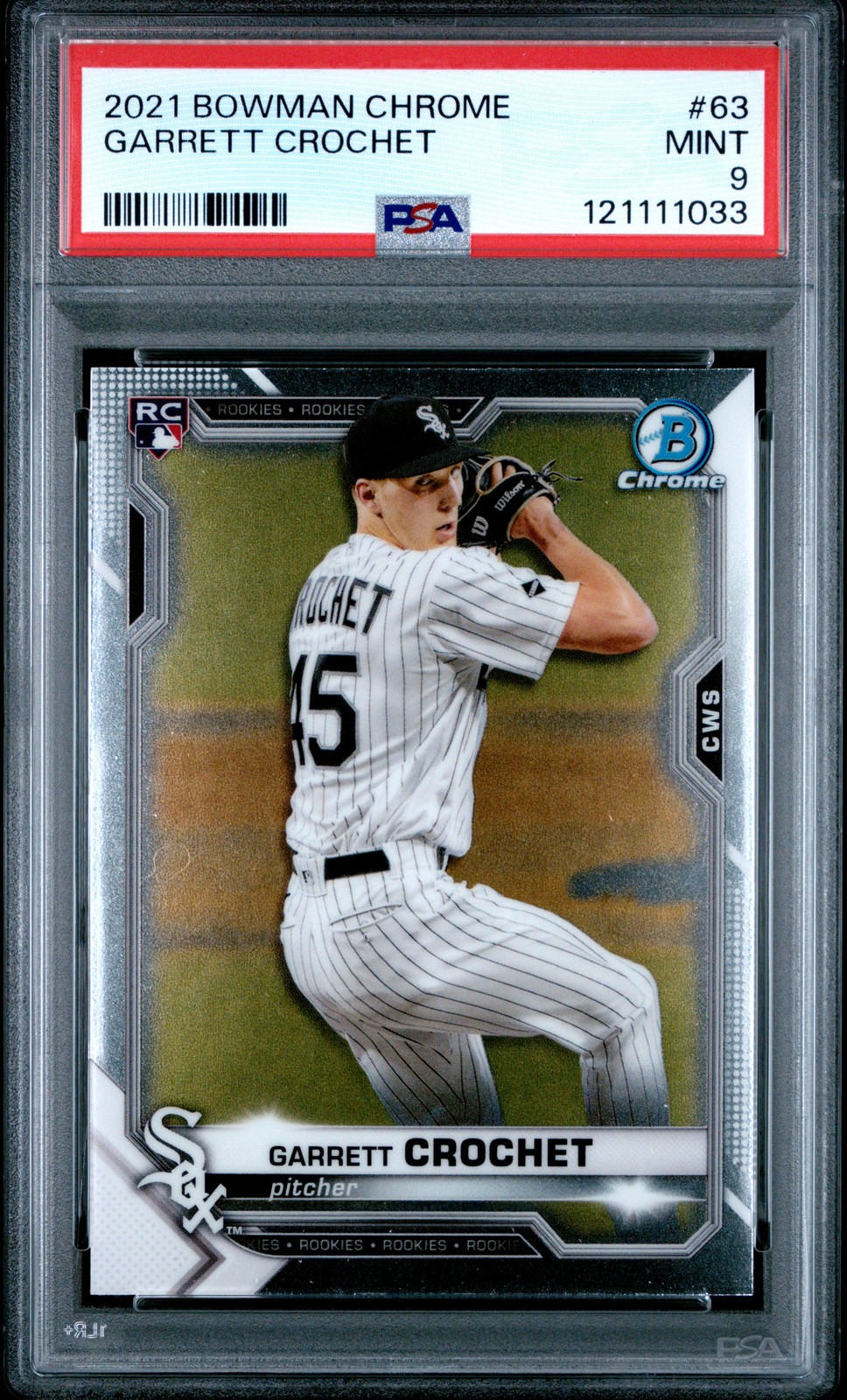 2021 BOWMAN CHROME #63 GARRETT CROCHET ROOKIE RC PSA 9