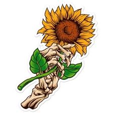 Sunflower Skeleton - Vinyl Decal Sticker - Car Window Laptop - ebn7872