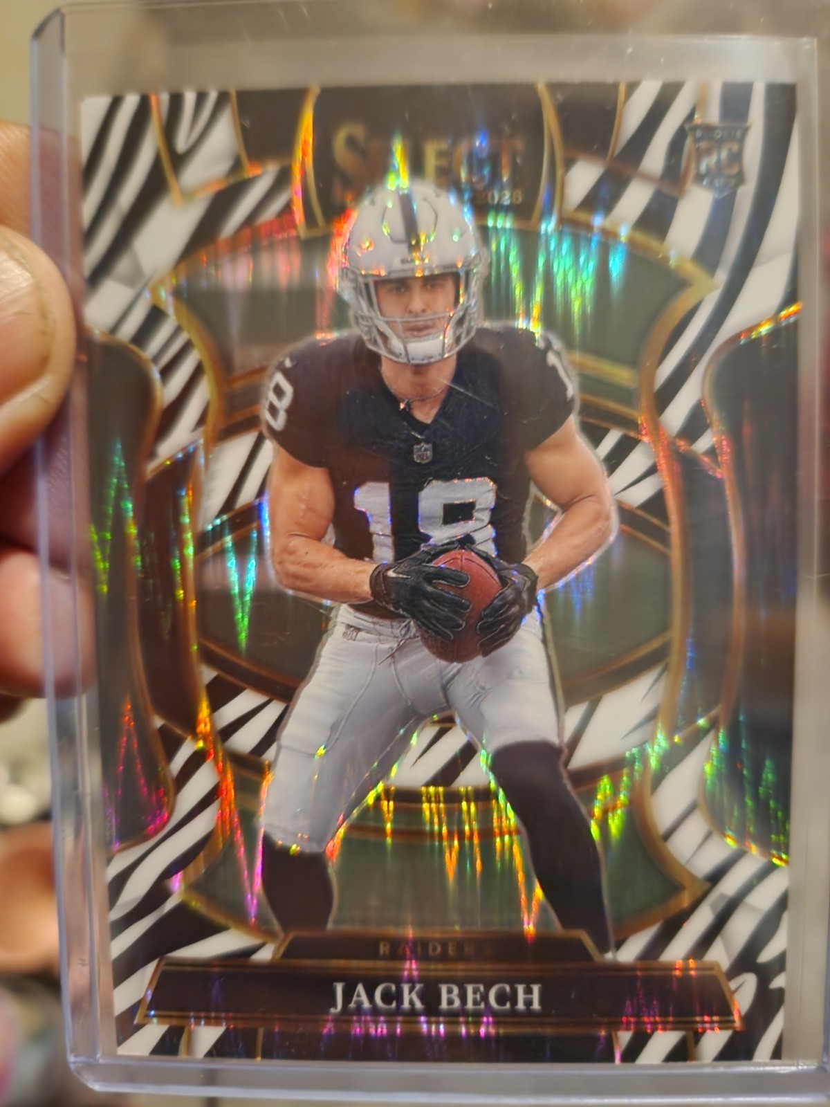 Panini Select 2025 Jack Bech Raiders #6 Concourse Zebra Prizm Rookie Football