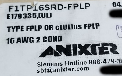 Anixter Northflex 16/2C Solid Copper Plenum Fire Alarm Cable Wire FPLP Red/100ft