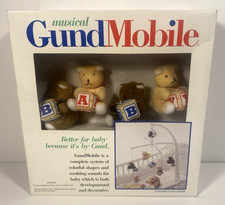 Vintage Sealed Musical GundMobile Baby Mobile Teddy Bears w/Blocks Style 4013