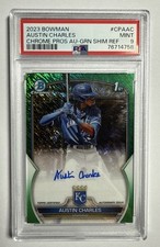 2023 Bowman Chrome Prospect Auto Green Shimmer #CPAAC Austin Charles PSA 9