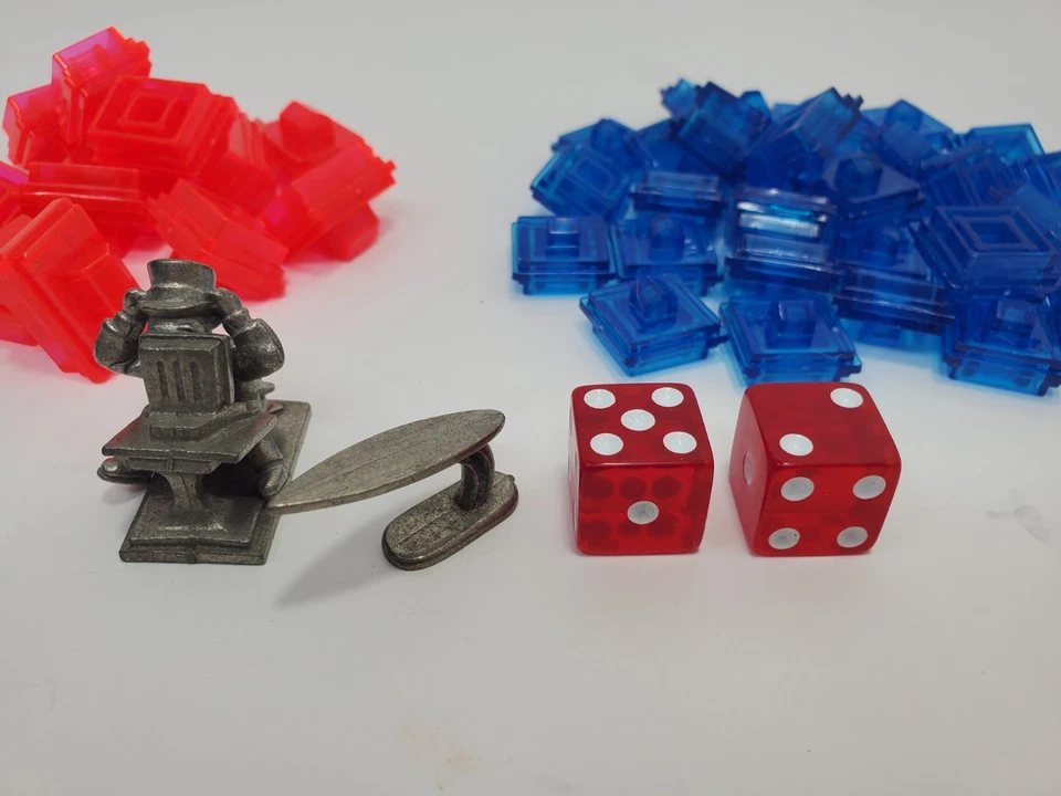 2 Fichas Dados de Peltre Casas de Hotel Monopoly Edición The.Com 2000 Piezas de Juego Foto 2 de 3