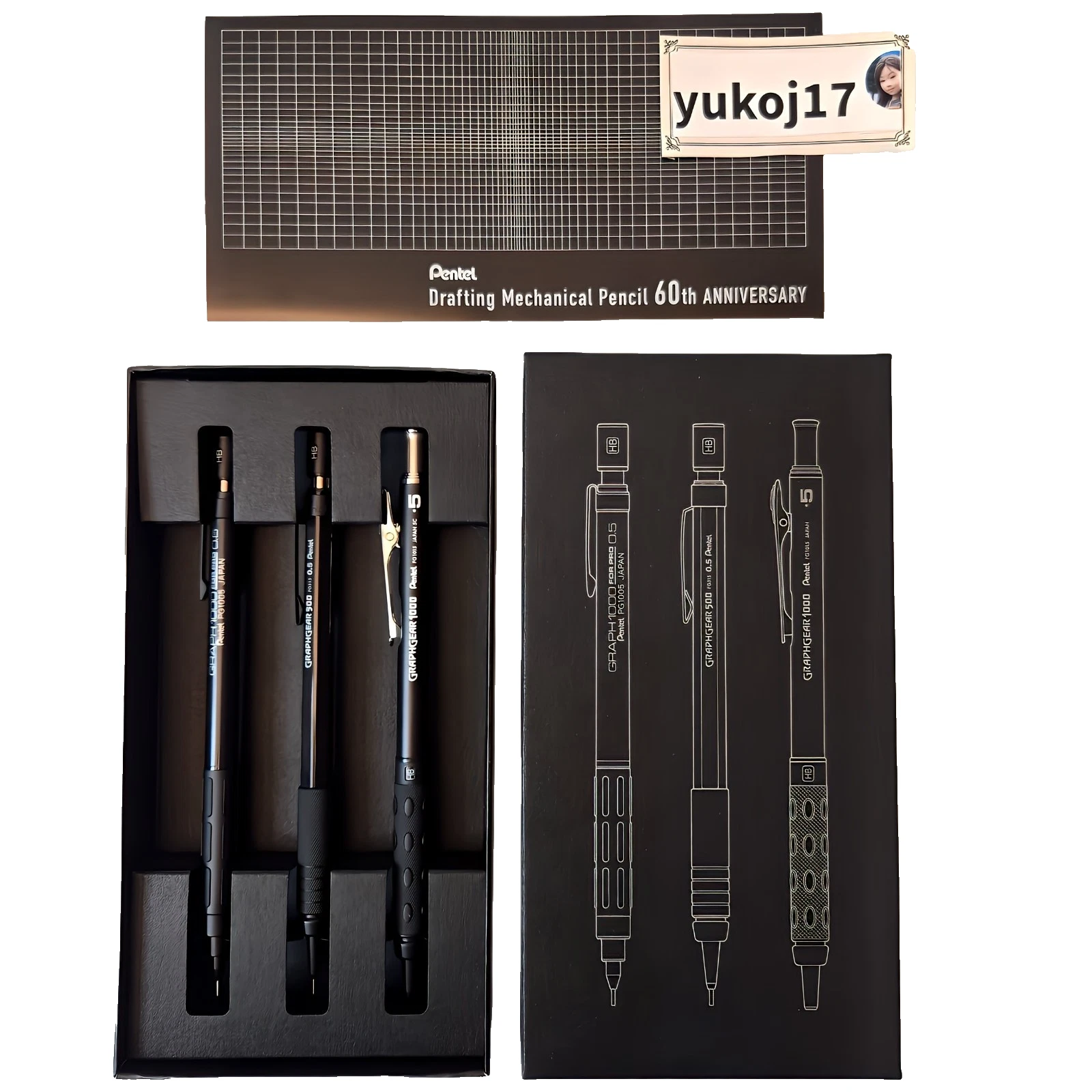 Pentel 60th Anniversary Limited Black Graph1000/GraphGear Set