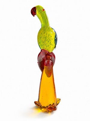 Saks Fifth Avenue Murano Style Art Glass Parrot Bird Figurine 14.25  Tall