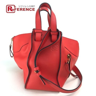 LOEWE Loewe 387.30.N60 Hammock Small Logo 2WAY Shoulder Bag Handbag Leather Red