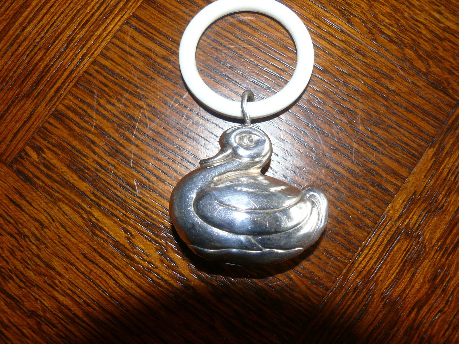 Rarität über 100 Jahre alte Kinder Rassel Baby Rassel Silber? Ente mit Beißring