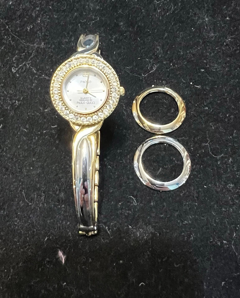 Reloj Paolo de cuarzo para mujer vintage dorado y plateado diseñado por Paolo Gucci Foto 2 de 3