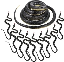 9 Pieces Rubber Snakes Realistic Fake Black Snakes Toys for Pranks, Scary Games,