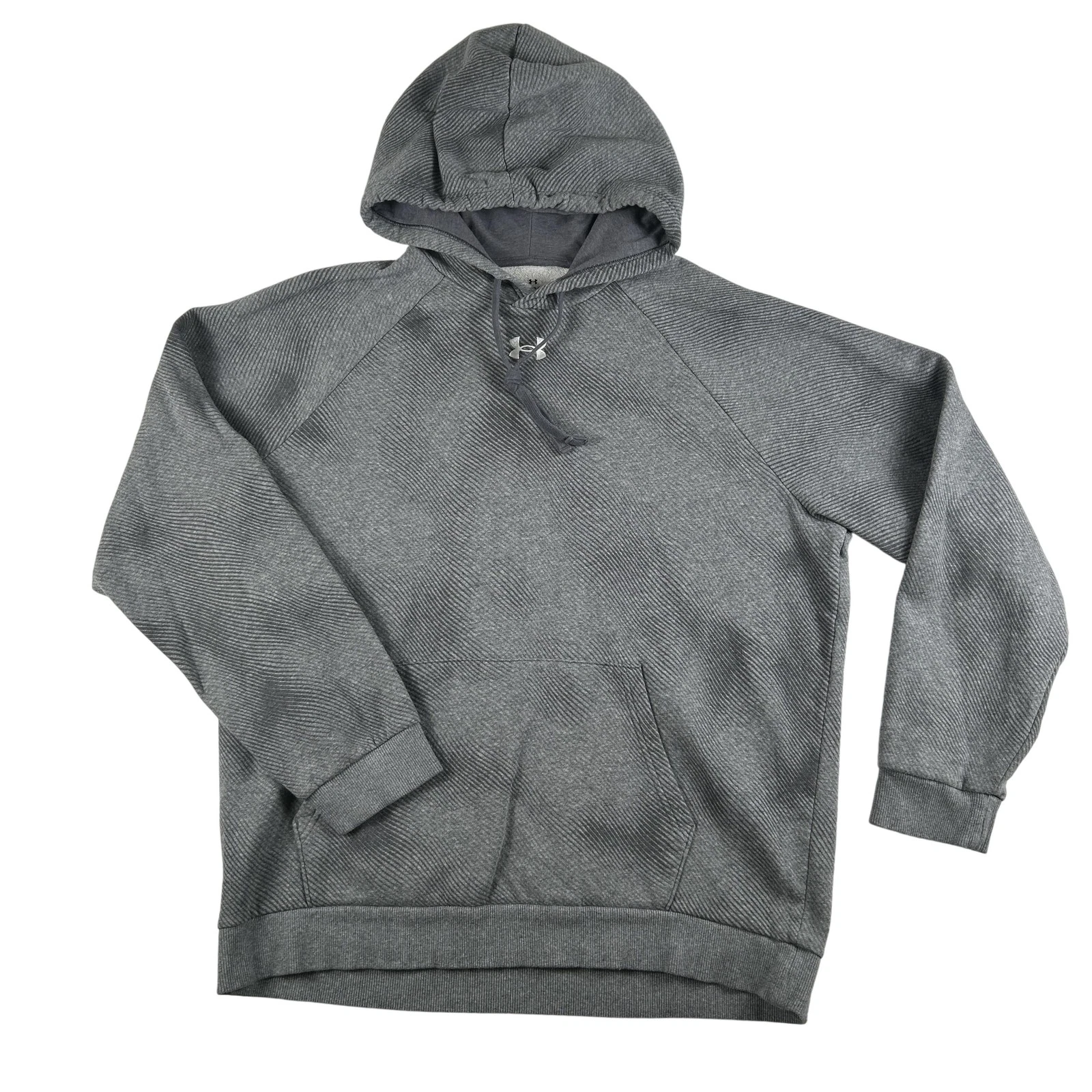 Under Armour Hoodie Mens Large Gray Pullover Fleece Logo Athletic Sweatshirt