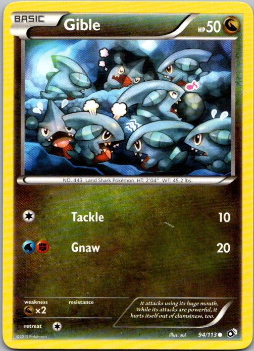 Gible 94/113 Common Legendary Treasures Pokemon Near Mint