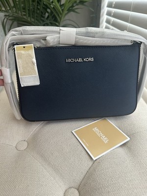 NWT | Michael Kors Jet Set Medium Leather Crossbody Bag | Navy