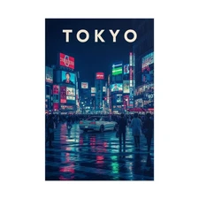 Nissan Skyline R34 GT-R Poster – Tokyo Night JDM Car Wall Art Shibuya Neon Print