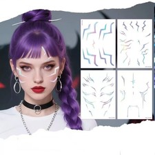 Purple Temporary Tattoo Patterns Realistic Waterproof Body Art for Cosplay, Ha