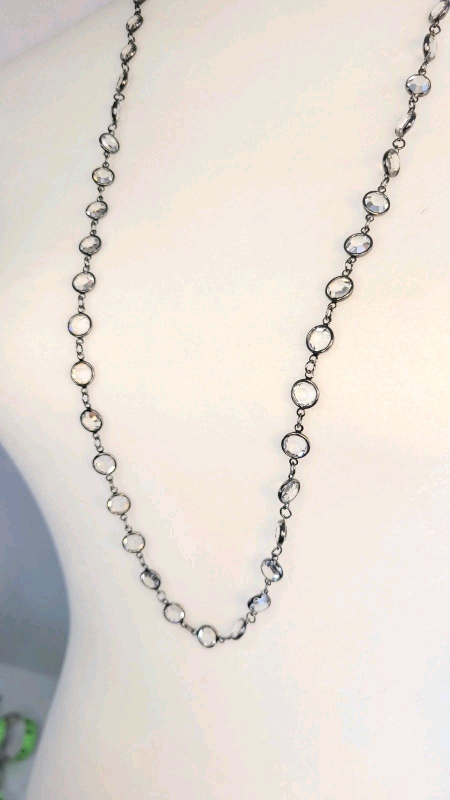 KJL Vtg Necklace Crystal Bezel 36" Long Kenneth J… - image 5