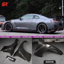 Fits 2009-16 17-24 Nissan GT-R Dry Carbon+Unpainted Front Side Fender Cover Trim
