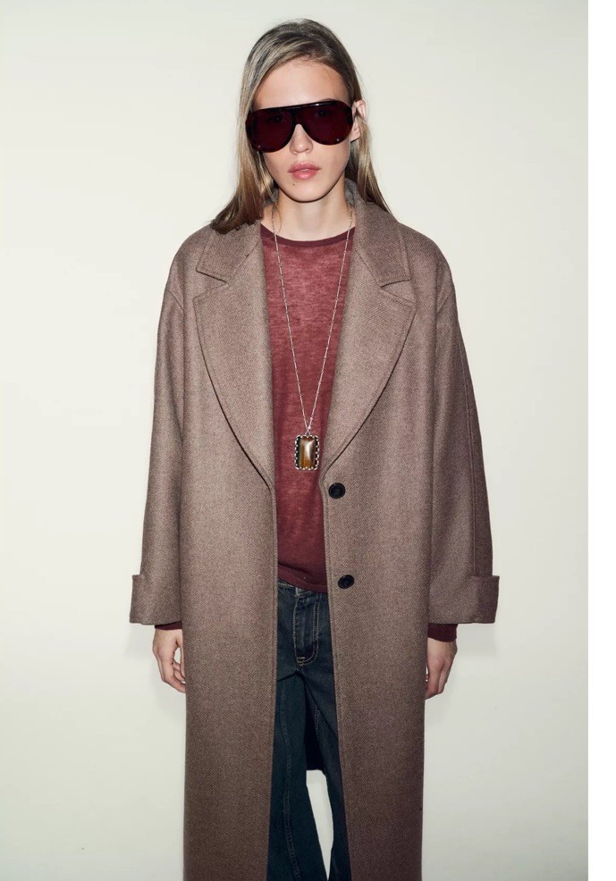 Zara XL Mink Wool Coat with Leather Effect Collar for Winter image 5
