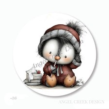 WHIMSICAL CHRISTMAS PENGUIN SCRAPBOOK STICKERS FAVORS LABELS ENVELOPE SEALS