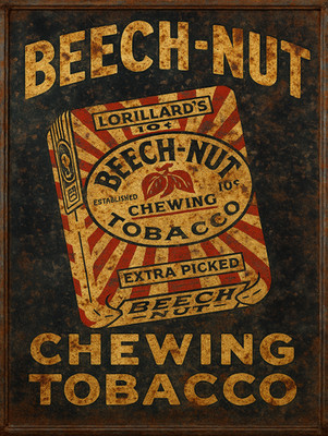 Beech-Nut chewing tobacco Quilty made it famous wall art metal sign