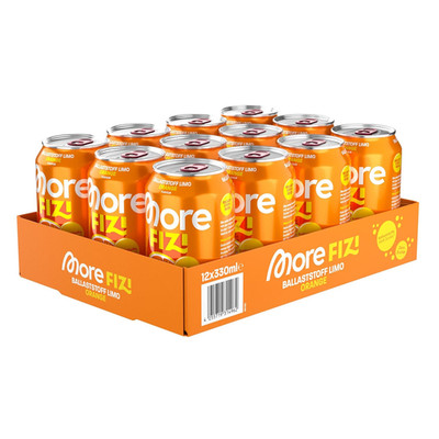 MORE Fizi, Orange, 330 Ml (12Er Pack), Ballaststoff-Limo Mit 10 G Ballaststoffe