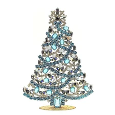 Large Christmas Tree Bohemian Glass Rhinestone – Holiday Jewelry Decor 7''