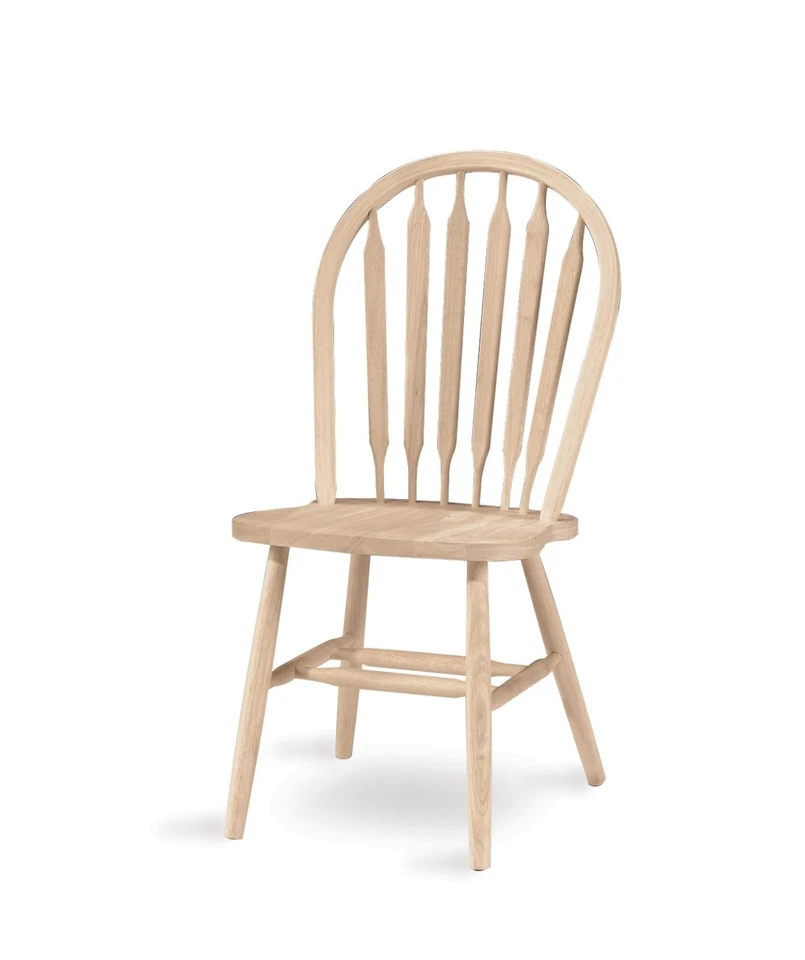 Silla de comedor Windsor ArrowBack de madera maciza con patas lisas, sin terminar Foto 3 de 3